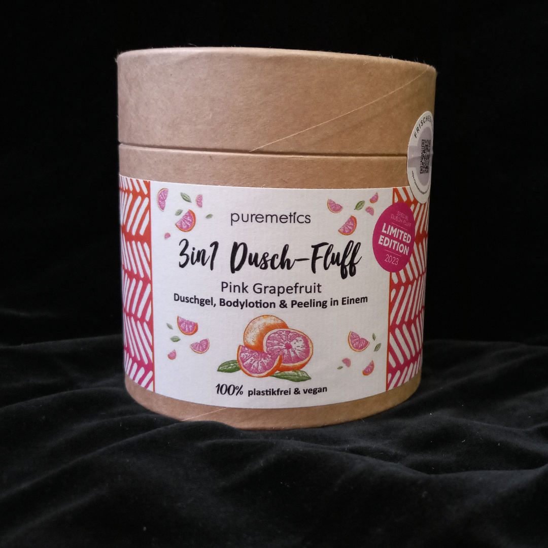 3in1 Dusch-Fluff; Duschgel, Bodylotion & Peeling in einem; Pappverpackung; Limited Edition; Pink Grapefruit