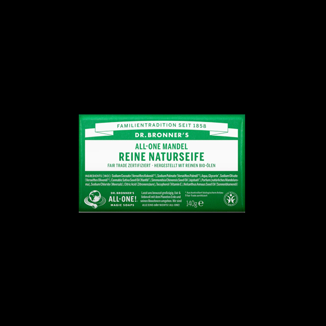 Dr. Bronner`s All-One feste Seife 140 g Mandel; grüne Verpackung