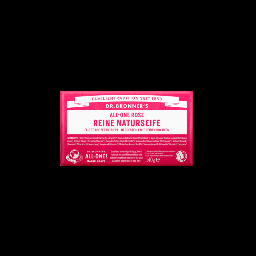 Dr. Bronner`s All-One feste Seife 140 g Rose; Pinke Verpackung